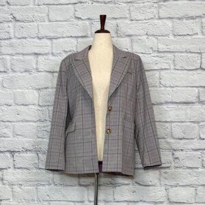 Nasty Gal Lavender Plaid Oversized Blazer